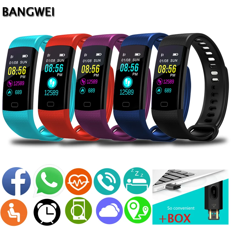 

BANGWEI Men Women Smart Bracelet Waterproof ECG Real-time Dynamic Heart Rate Sport Fitness Wristband Support USB-charge Watch