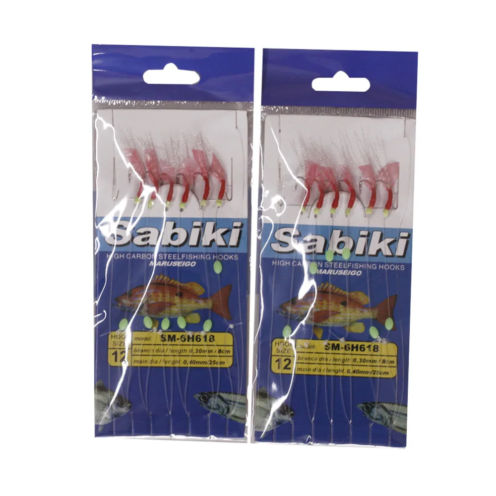 22 unids/pack pesca de Mar Sabiki plataformas anzuelos cebos pulpo señuelo Jig brillo señuelos Sabiki para pesca