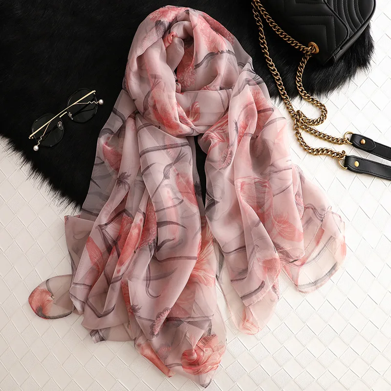 Летний шарф для женщин Модный Шелковый шарф с принтом дамские пашмины шали и обертывания дизайнерский бренд хиджабы платок женский