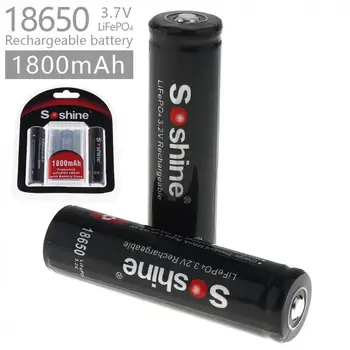 

2pcs/lot Soshine 1800mAh LiFePO4 3.2V 18650 Rechargeable Battery with Protected PCB + Portable Battery Box