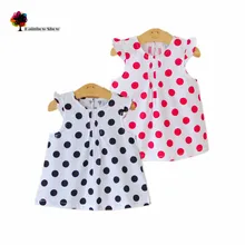 Новая детская одежда, летние милые хлопковые детские блузки в горошек с круглым вырезом и рукавами-крылышками для девочек