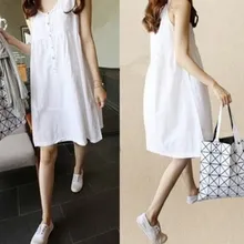 Maternity Clothes Summer Linen Sleeveless Maternity Dress Korean Maternity Clothing Knee-Length Dresses For Pregnant Women BB68