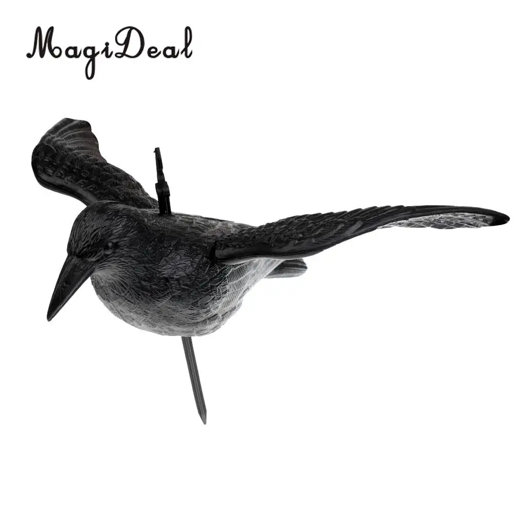 MagiDeal 2 Pieces Lifelike Full Body Crow Decoy Raven Hunting Decoy Bird Scarer Greenhand Gear 