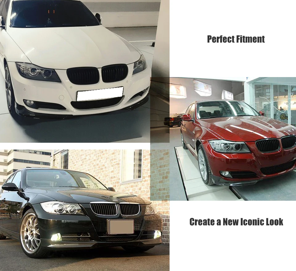 Paragolpes de labios delanteros Spoiler para BMW 325i 335i E90 LCI Sedan 4-puerta 2009-2012 delantal Winglets aletas de fibra de carbono/FRP