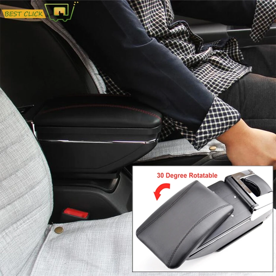 

Arm Rest Rotatable Large Car Leather Armrest For Peugeot 206 206+ 207 Compact Center Console Storage Box Tray Pad