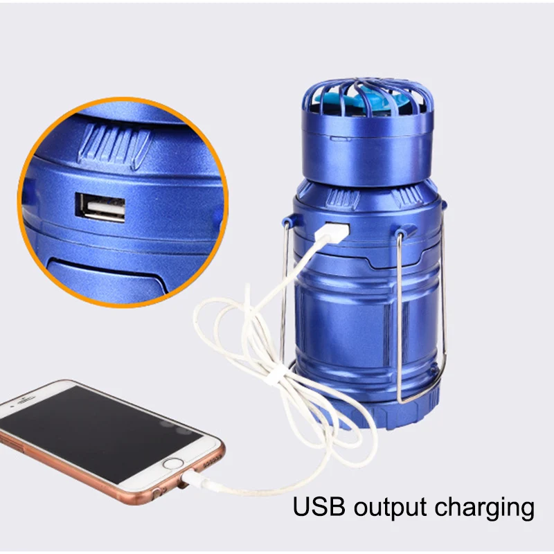 

Multifunction USB Rechargeable Fan 6 LED Light Table Lamp Flashlight for Outdoor Camping DX88