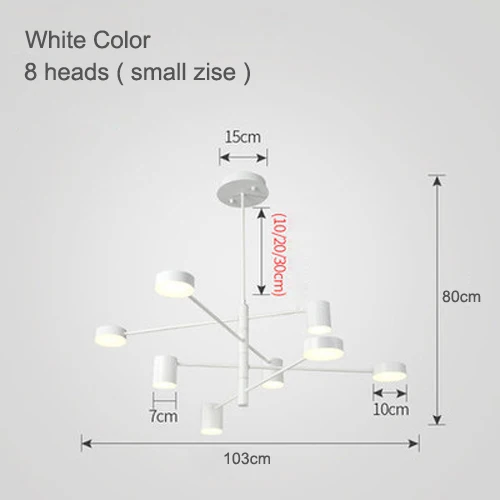 Современный светодиодный потолочный светильник в скандинавском стиле, подвесные светильники для гостиной, ресторана, спальни, люстра, освещение Lampadari Home - Цвет абажура: 8 heads white small