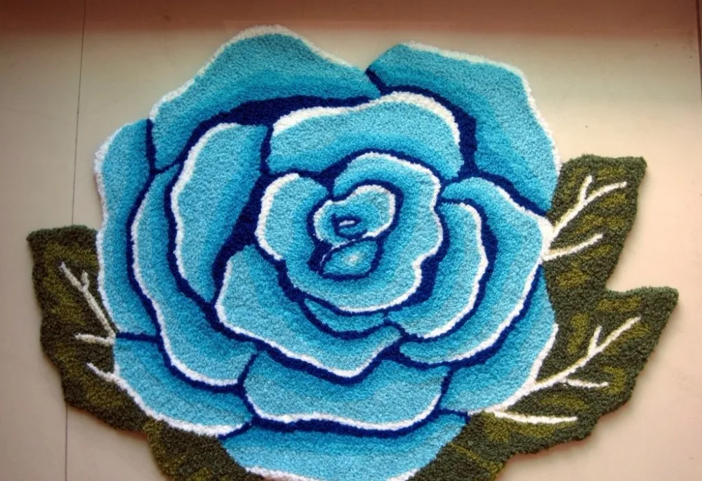 New 80*60cm Beautiful Rose Flower Shaped Rugs Carpets for living room Door Carpet Brand Floor Mat tapis alfombras Handmade | Дом и сад
