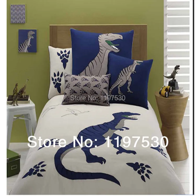 

Free shipping animals embroidered dinosaur flat sheet duvet cover pillow cases bedding set home textile for twin/full/queen size
