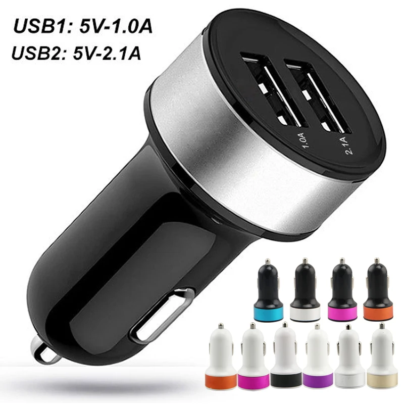 Универсальное автомобильное зарядное устройство с двумя usb портами 5V 2A Max мини