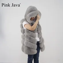 pink java QC8056 FREE SHIPPING New arrival full pelt real fox fur hoodie vest high quality thick fox fur gilet fashion girl’s