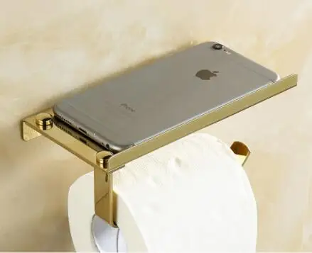 Полки для ванной комнаты античный/хром/белый резной туалетный рулон бумажный Стеллаж с телефонной полкой настенный держатель для ванной бумаги крюк - Цвет: gold