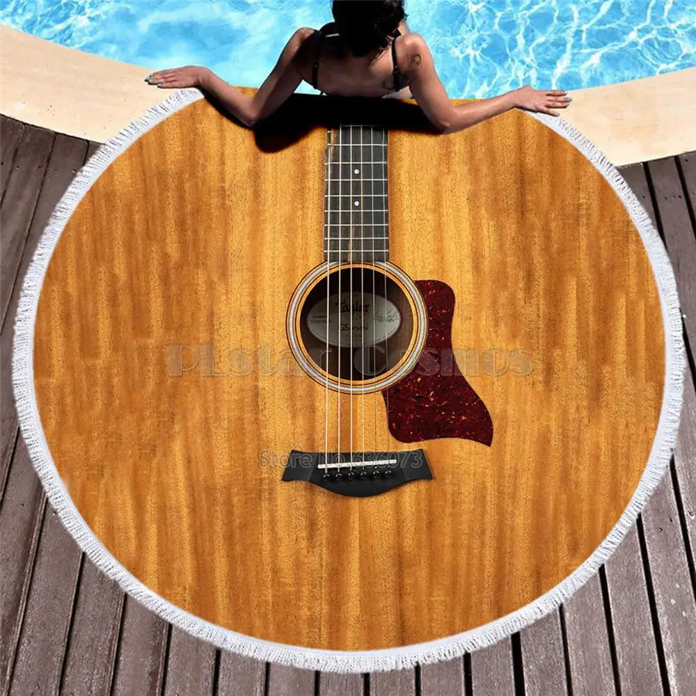 

Violin Guitar art Musical instrument Women Bath Towel for Beach Thick Round 3d print Fabric Quick Compressed Towel new style-11