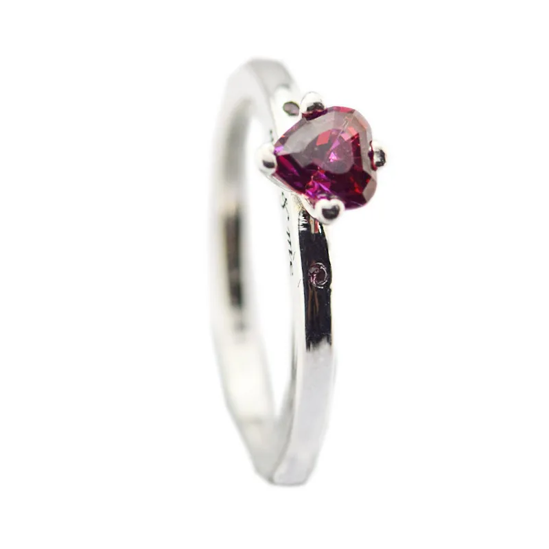 

Pandulaso You & Me Silver Rings Valentine's Day 925 Sterling Silver Jewelry Charm Heart Shape Stone Crystal Rings for Women Gift
