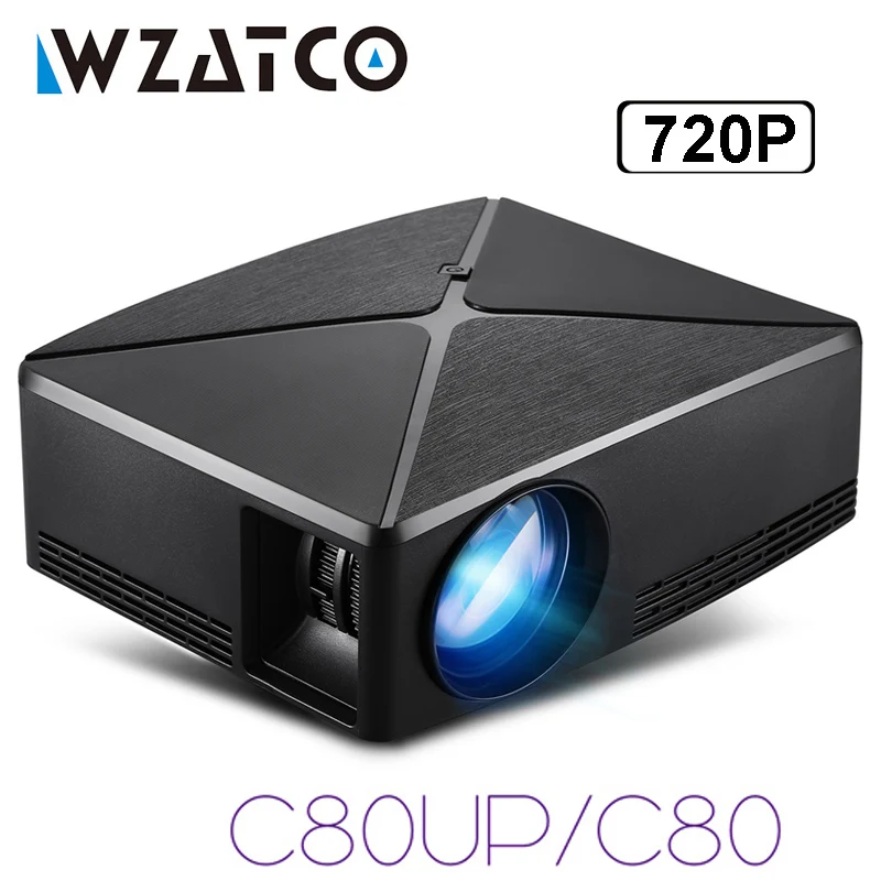 Портативный мини проектор Pico HDMI WZATCO 2200lm Android Wi Fi светодиодный карманный для