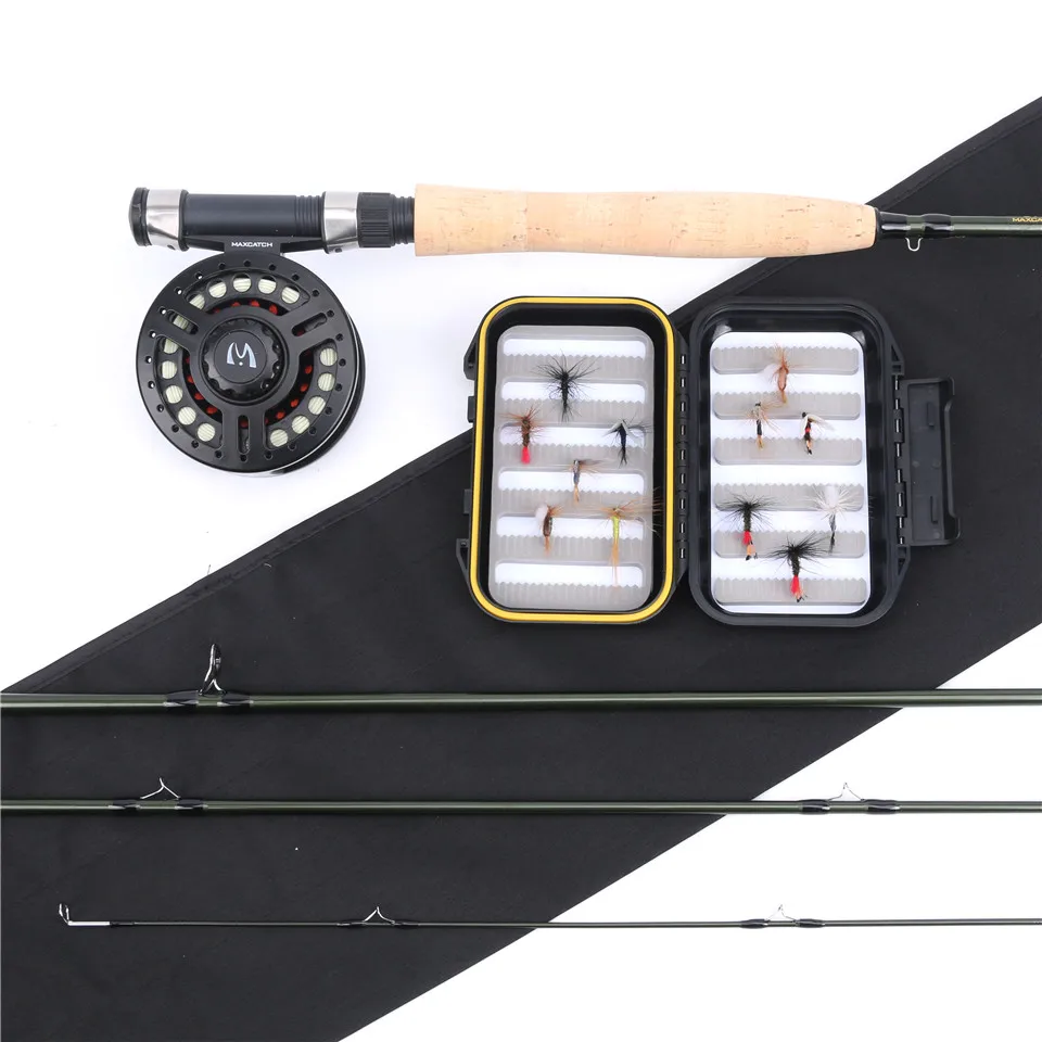 Maximumcatch جديد 9054 متوسطة سريع يطير الصيد رود كومبو ألياف الكربون يطير قضيب مع بكرة و خطوط و الذباب وصندوق