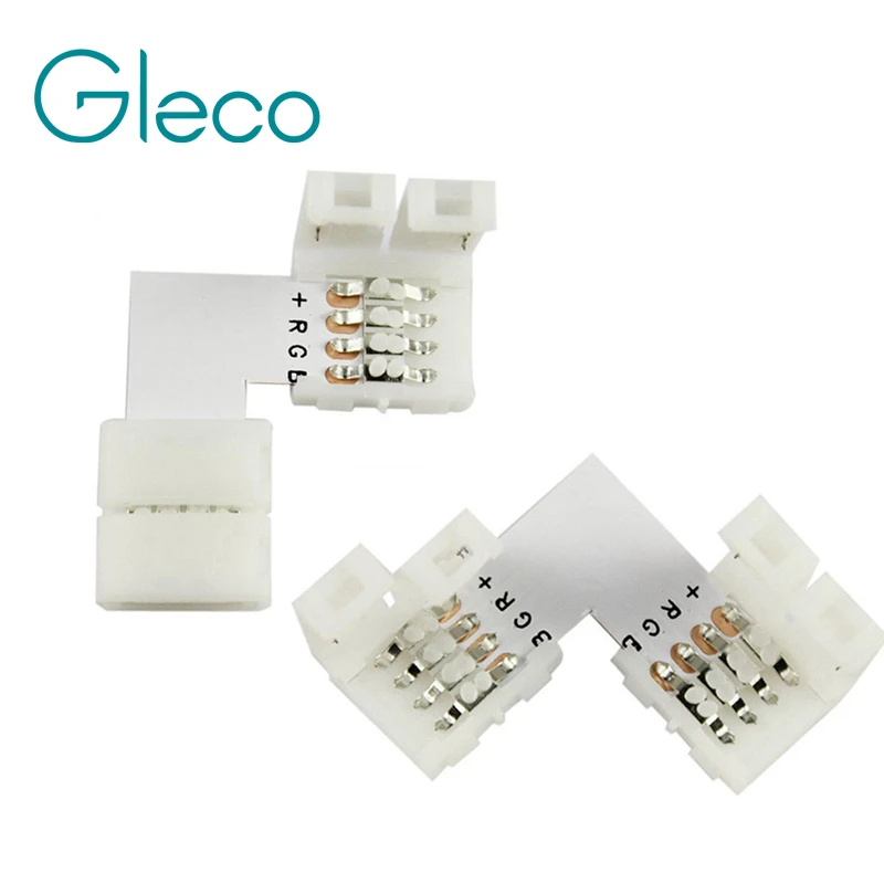 Afdeling Misverstand mechanisme 5pcs 4 Pin Led Connector L Shape For Connecting Corner Right Angle 10mm  5050 Led Strip Light Rgb Color - Connectors - AliExpress