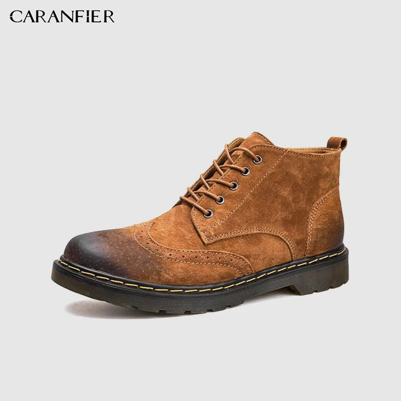 

CARANFIER Mens Shoes Top Quality Male Walking Boots Genuine Leather Mens Climbing Shoes Sport Boots Non-slip Waterproof Sneakers