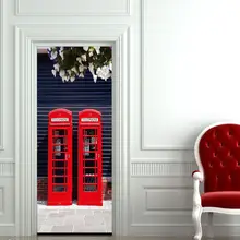 3D новейшая телефонная будка, наклейка на дверь, обои, модный стиль морден, Лондон, известный классический шкаф, гостиная, домашний декор
