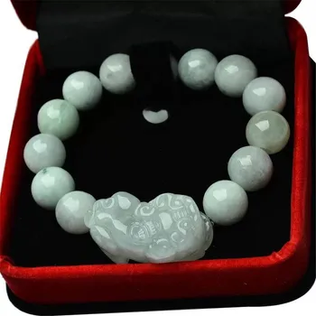 

Natural Burma Jadeite Round Beads Bracelet Hand Carved Pixiu Feitsui Charm Bracelet for Men or Women send Certificate Dropship