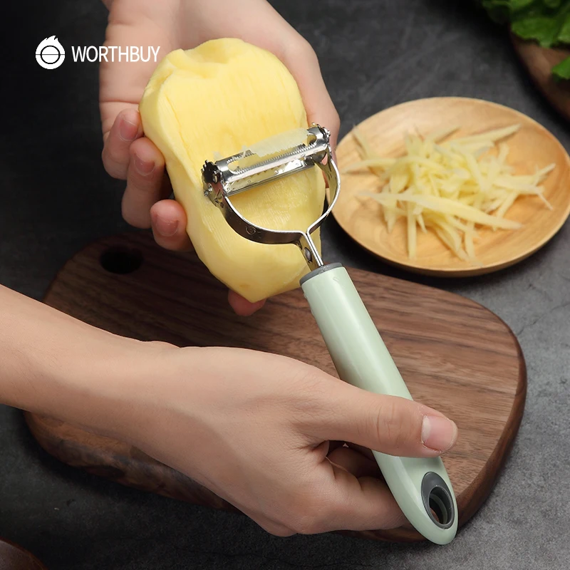 WORTHBUY очиститель для фруктов и овощей нож для снимания кожуры из нержавеющей стали с Пластик Ручка инструмент для чистки картофеля, моркови Кухня измельчитель овощей