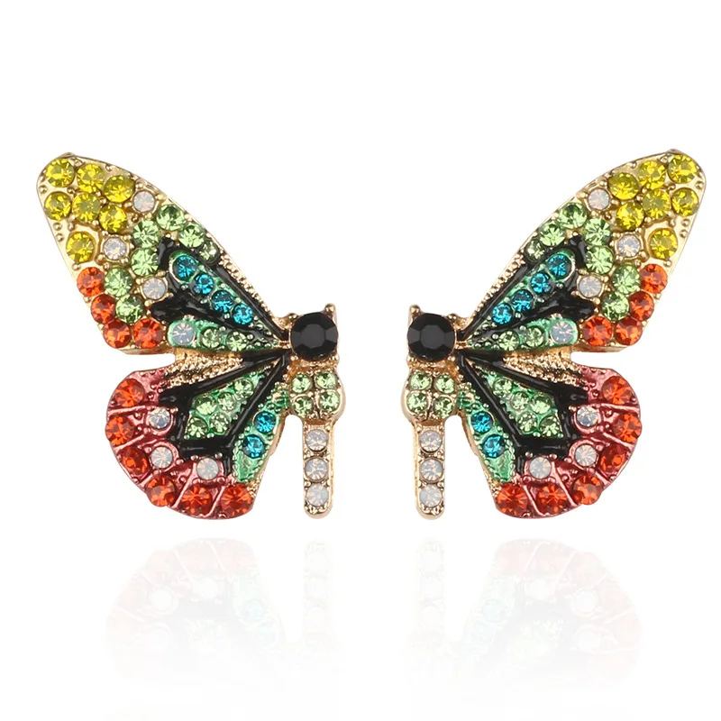 

2019 New European And American Fashion Personality Short Butterfly Ear Nail Color Drill Party Accessory Ear Nail For Women Gifts
