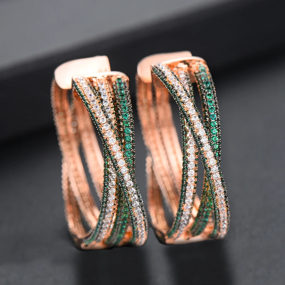 

SISCATHY Fashion Jewelry Trendy Cubic Zircon Wedding Bridal DUBAI Earrings Charms Elegant Big Statement Hoop Earrings For Women