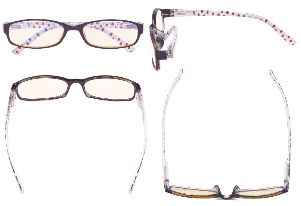 CG908P очки с узором в горошек, очки для чтения с УФ-защитой, янтарные тонированные линзы