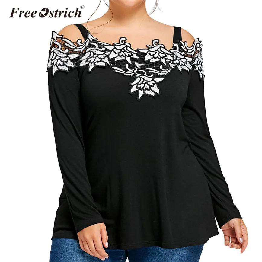 

Free Ostrich Autumn Plus Size Blouse Women Long Sleeve Appliques Off Shoulder Shirt Loose Women Tops Casual Women Clothes D2435
