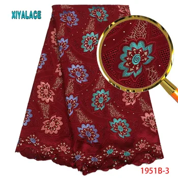 

African French Lace Fabric 2018 High Quality Nigeria French Cotton With Stones Lace For Women Cotton Fabric Dress PGC1951B-1