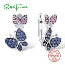 SANTUZZA серебряные серьги для женщин 925 пробы серебряные серьги-клипс Серебро 925 с камнями Кубический Цирконий brincos Ювелирные Изделия