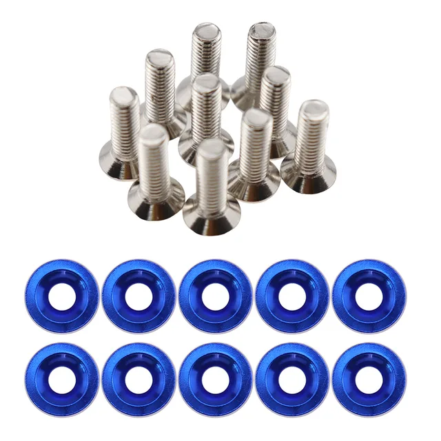 10pcs/set JDM Style Washer Nut License Plate Bolts Fender Flare Stickers M6x20 Universal Auto
