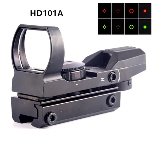 Mira de rifle de engranaje táctico con alcance 11mm 20mm Rail punto rojo airsoft holográfico Reflex 4 retícula verde vista para Riflescopes - Imagen 3