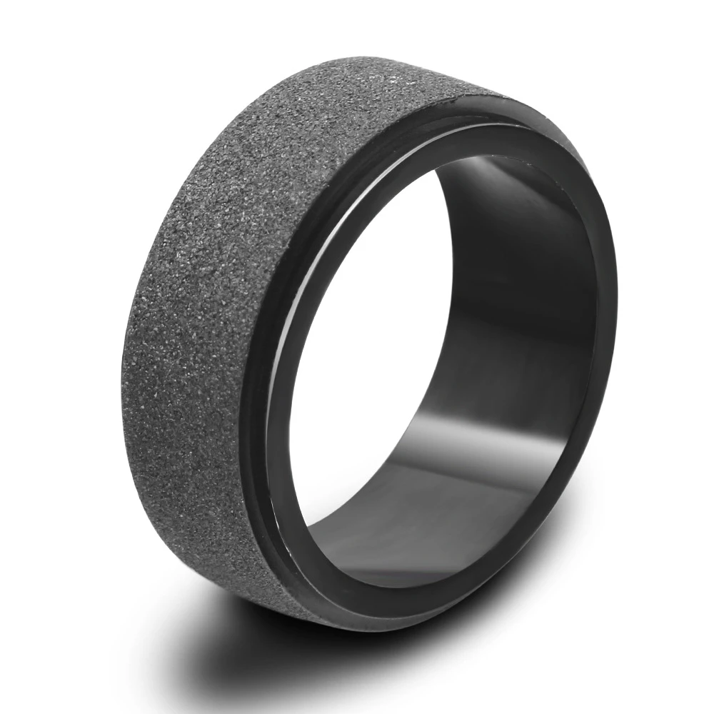 

Stainless Steel Brushed Matte Punk Antique Retro Male Jewelry Viking Female Black Amulet Vintage Rings For Men Women(Silver/Bla