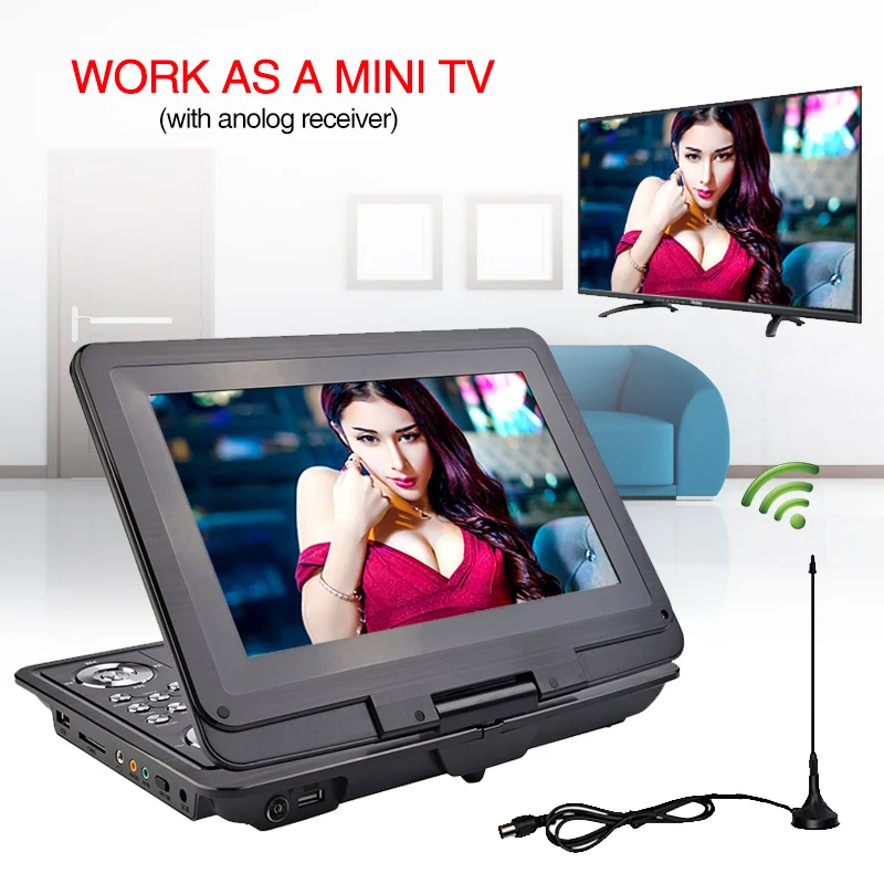13 inch HD Portable DVD Player Mobile Digital Multimedia Player TV EVD Radio MPEG MPEG4 VCD SD Card