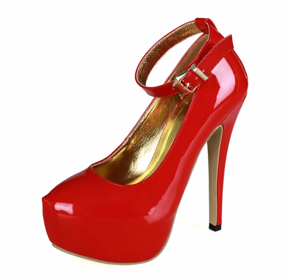 

Katypeny 2017 Spring Elegant Buckle Strap 16CM High Heels Fashion Platform Women Pumps Ladies Party Shoes Woman Plus Size EU 45