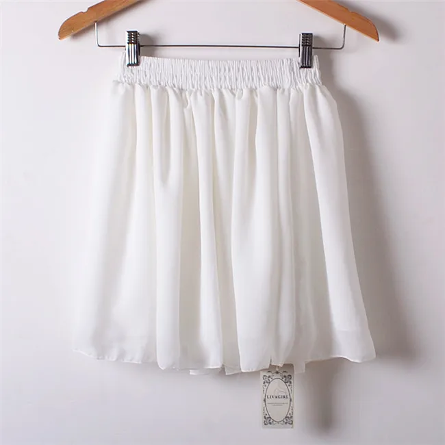 Женские юбки с высокой талией, 17 цветов, летняя пышная мини-юбка с оборками, короткая плиссированная юбка, Двухслойное бальное платье, шифоновая юбка