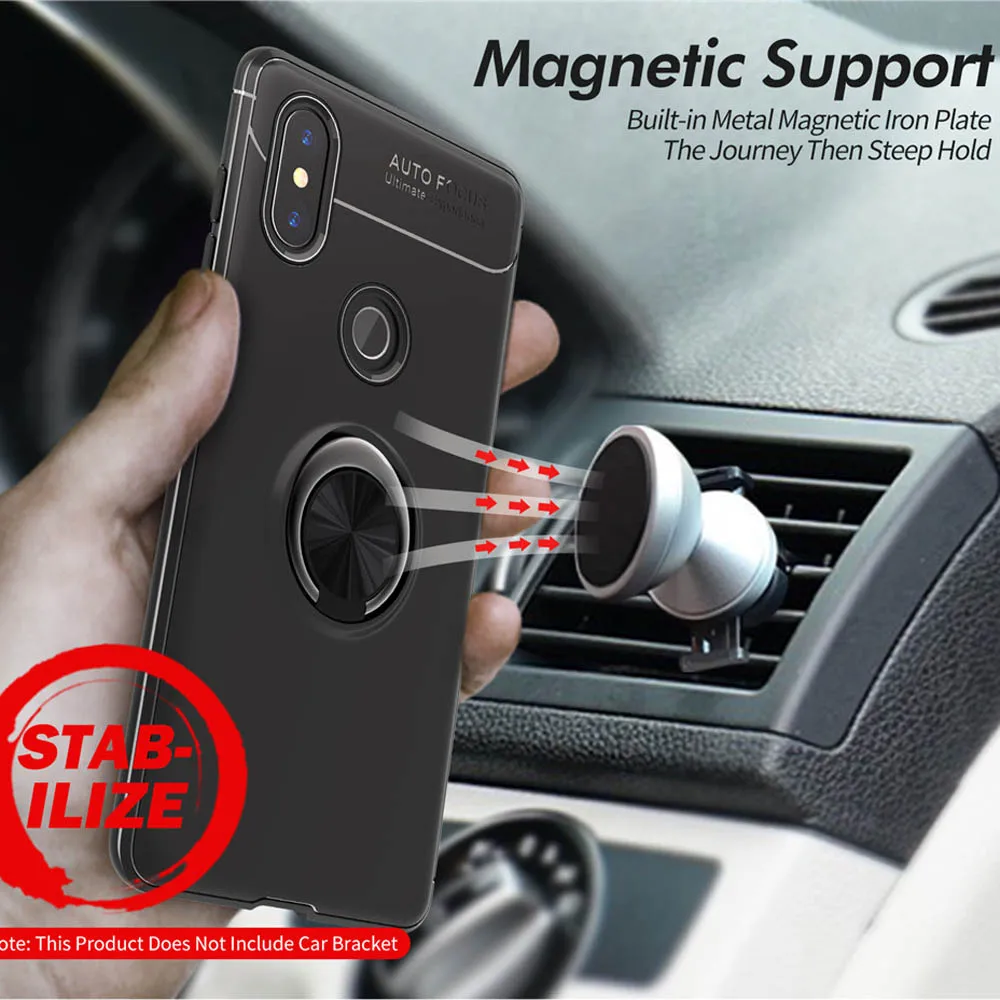 Роскошный 3D автомобильный держатель с магнитным кольцом для Xiaomi Mi A2 Lite матовый