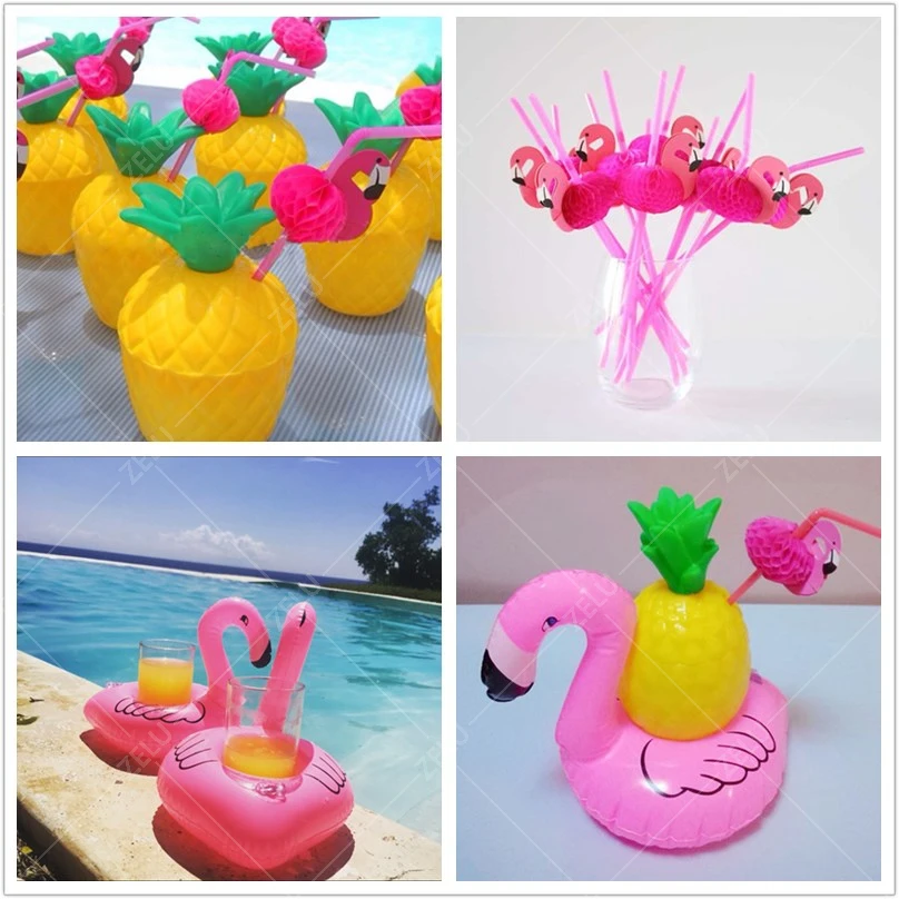 zljq 1pcs yellow pineapple coconut cup bottle 3d flamingo paper straw inflatable pool float cup holder hawaii party decoration - Party Decorations Cheap zljq 1pcs yellow pineapple coconut cup bottle 3d flamingo paper straw inflatable pool float cup holder hawaii party decoration - Party Decorations Cheap