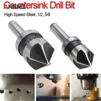 תואר זווית 2pcs 5 המקדח חליל Countersink HSS 82 כלי תואר פוינט זווית chamfer Chamfering קאטר 1/4" Round Shank לכוח (2)