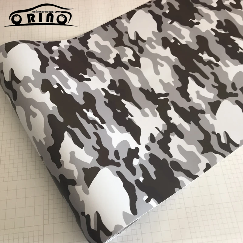 Military Black White Grey Camouflage Vinyl Film-1