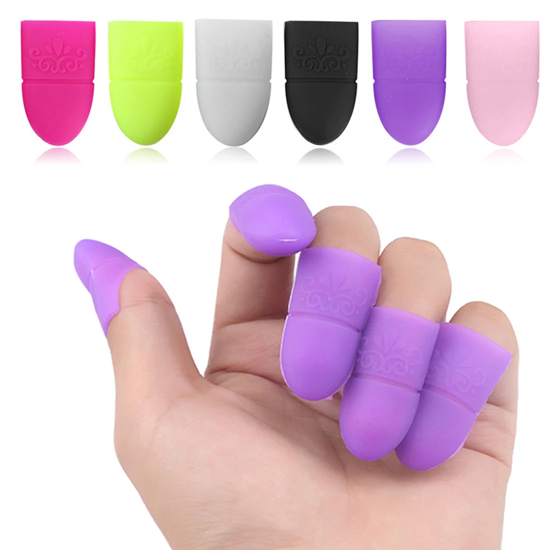 

New Finger Wrap 10pcs Reuseable Nail Art Tips UV Gel Polish Remover Silicone Elastic Soak Off Cap Manicure Cleaning Varnish Tool