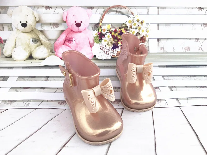 Mini Melissa/оригинальные непромокаемые резиновые сапоги для девочек с бантом; г.; Водонепроницаемая Обувь для девочек; детские сапоги; водонепроницаемые резиновые сапоги для малышей; 13,8-17,8 см