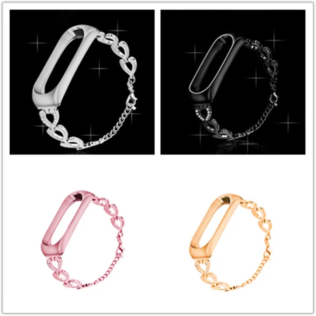 Mi-Band-3-Bracelet-Metal-wrist-Heart-shaped-chain-strap-Bracelet-Wristbands-For-Xiaomi-Mi-band