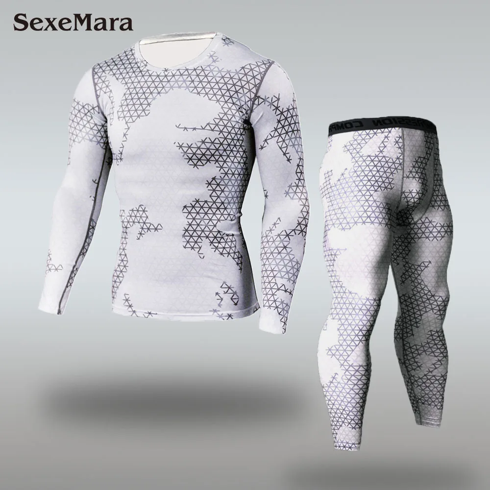 SexeMara Мужская компрессионная рубашка комплект со штанами бодибилдинг облегающие