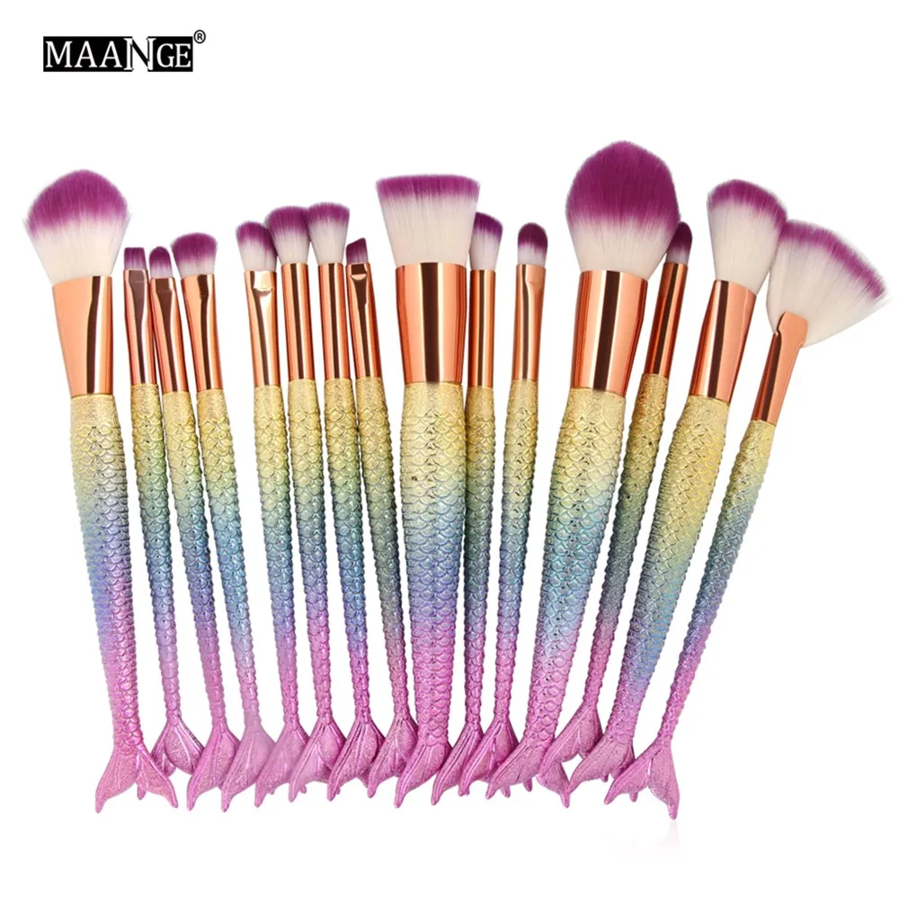 

1-16PCS Big Mermaid Makeup Brushes Set Foundation Blending Powder Eyeshadow Contour Concealer Blush Cosmetic Beauty Make Up Tool