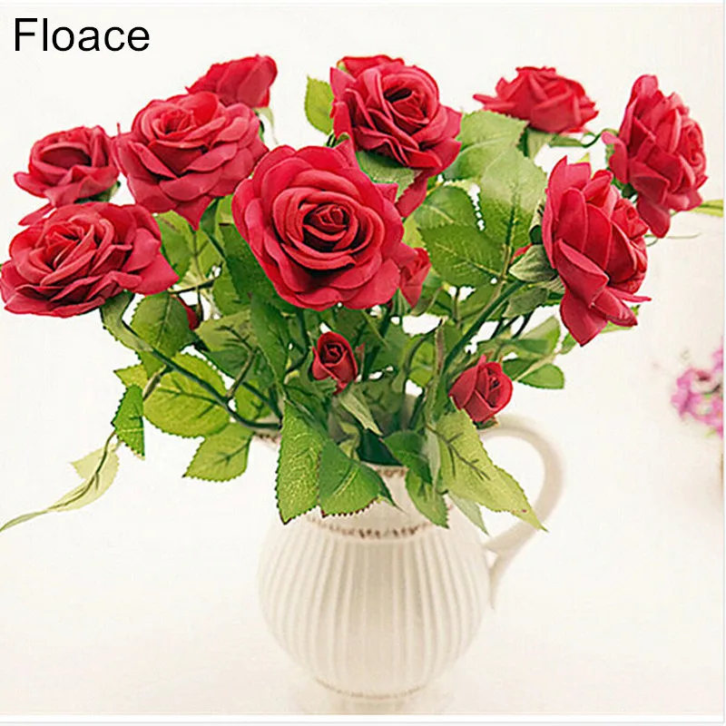 

11pcs Fresh rose Artificial Flowers Real Touch rose Flowers Home decorations for Wedding Party or Birthday Valentine's Day gift