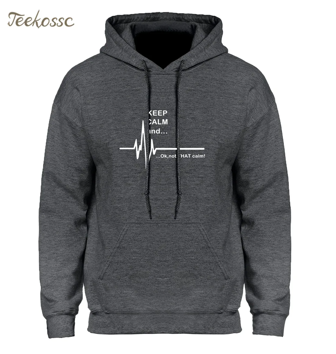 С надписью Keep Calm and... не то чтобы спокойно Толстовка для мужчин ЭКГ Heart Rate