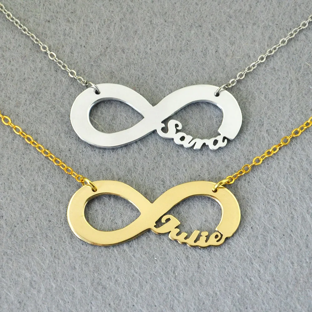 Free shipping Personalized Infinity Necklace Infinity Symbol Nameplate Pendant Custom Your Name Valentine s Day Gift