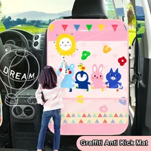 Мультяшный защитный чехол на заднее сиденье автомобиля для малышей, антиударный коврик для детей, автомобильный коврик, коврик на заднее сиденье, сумка для организации, мультипликационный коврик